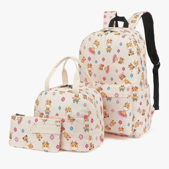 Bevkois Other - NWOT Giraffe School Backpack Girls, 3Pcs Waterproof Lunch bag pencil case